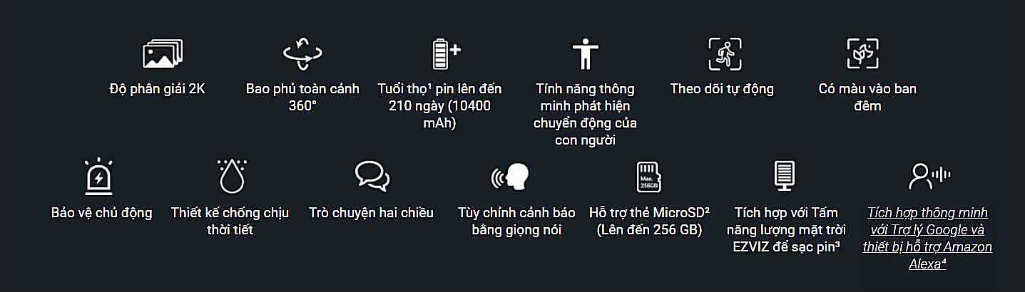 Camera quay quét ngoài trời Dùng Pin Ezviz CB8 bản 3MP