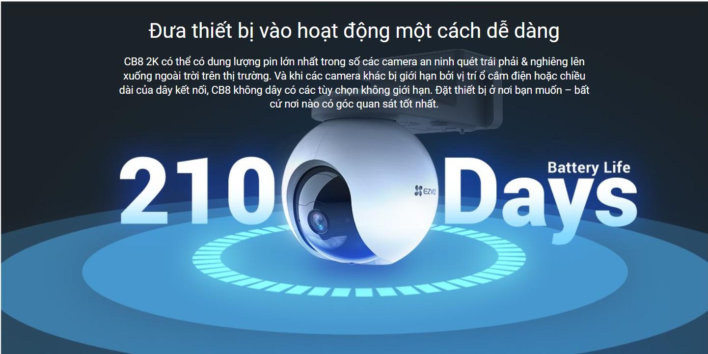 Camera quay quét ngoài trời Dùng Pin Ezviz CB8 bản 3MP