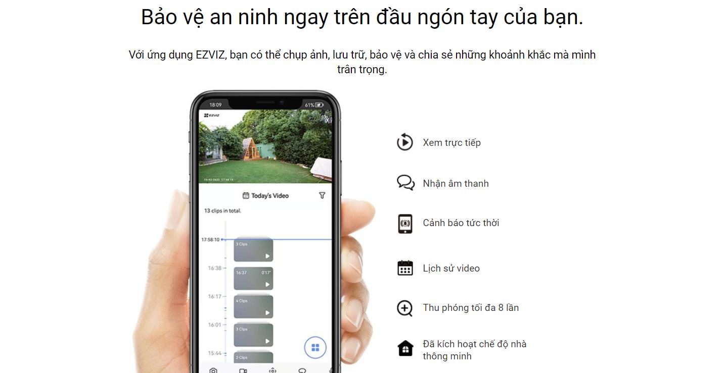 Camera quay quét ngoài trời Dùng Pin Ezviz CB8 bản 3MP