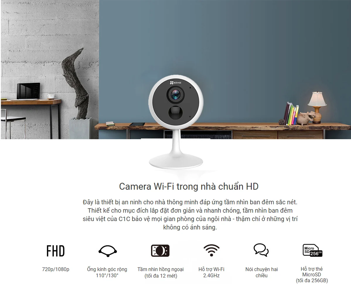 Camera Wifi IP Ezviz C1C 1080P hỗ trợ giám sát - Nhà Mặt Trời SSH