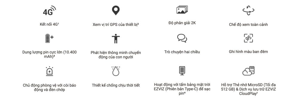 Camera 4G Ezviz EB8 2K 3MP dùng pin