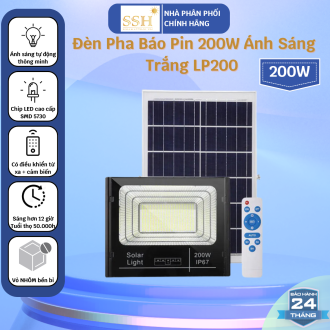 Đèn Năng Lượng Mặt Trời | Đèn Pha Báo Pin 200W ánh sáng vàng lan tỏa LPV200