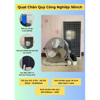 Quạt Quỳ Lồng Sắt 15W kèm sạc 220V