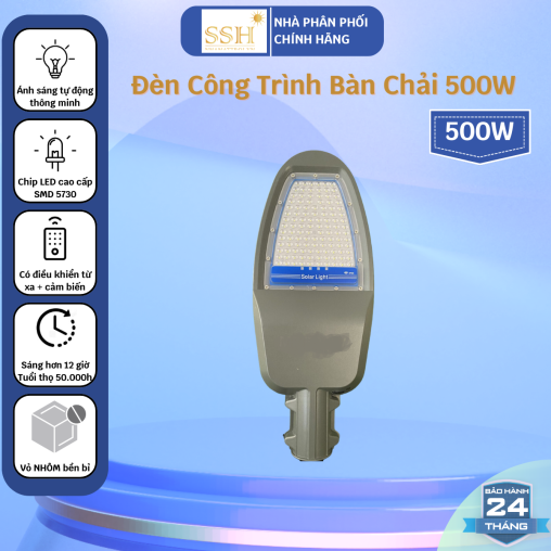 Đèn Năng Lượng Mặt Trời | Đèn Công Trình dạng bàn chải 500W sáng lâu sạc nhanh CT500
