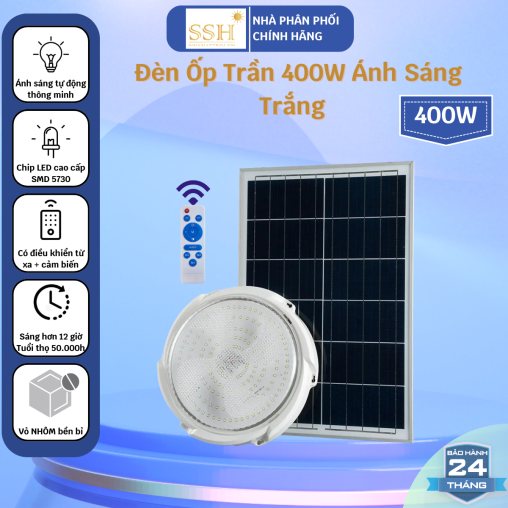 Đèn Năng Lượng Mặt Trời | Đèn Ốp Trần 400W ánh sáng trắng cuốn hút OT400
