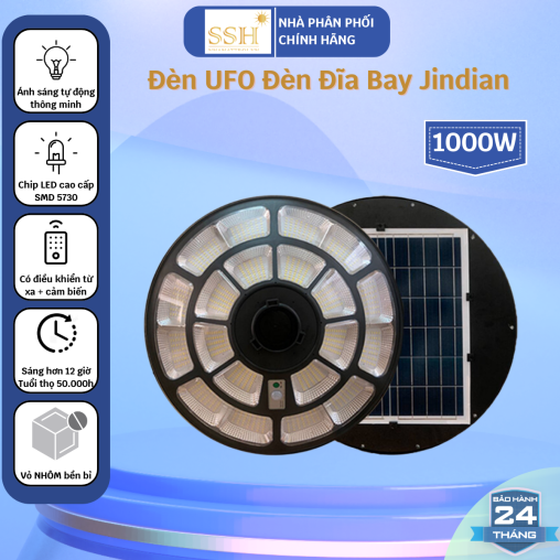 Đèn UFO - Đèn đĩa bay Jindian 1000W năng lượng mặt trời ánh sáng trắng