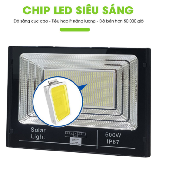 Đèn Năng Lượng Mặt Trời | Đèn Pha Báo Pin 500W ánh sáng trắng công suất cao LP500