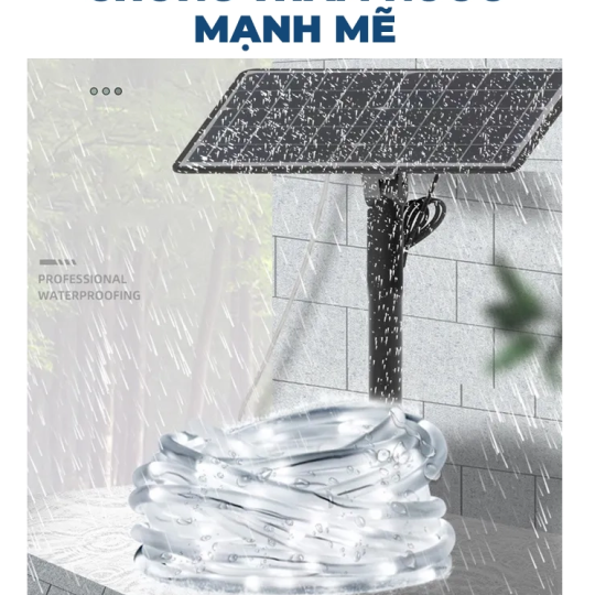 Đèn dây nháy màu đom đóm ánh sáng vàng năng lượng mặt trời điều khiển từ xa dây 20m