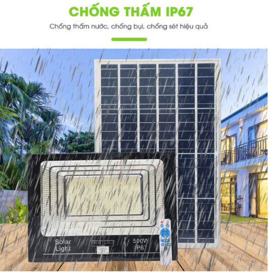 Đèn Năng Lượng Mặt Trời | Đèn Pha Báo Pin 500W ánh sáng trắng công suất cao LP500