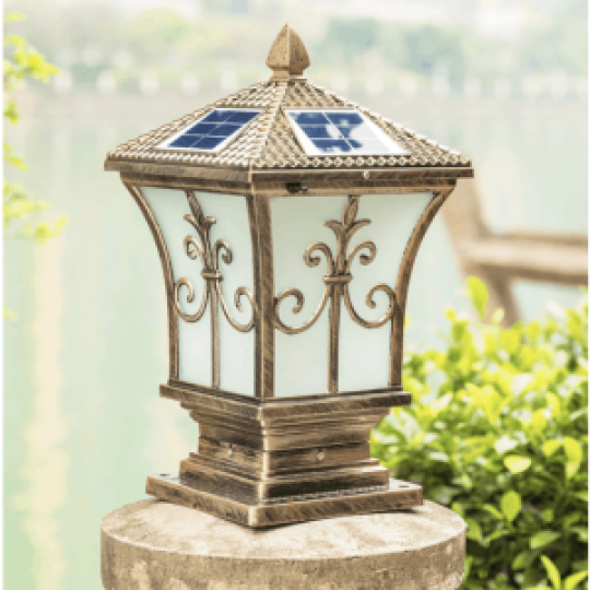 Đèn Năng Lượng Mặt Trời | Đèn Trụ Cổng Hình Tháp size 20cm 3 chế độ màu TC20-T