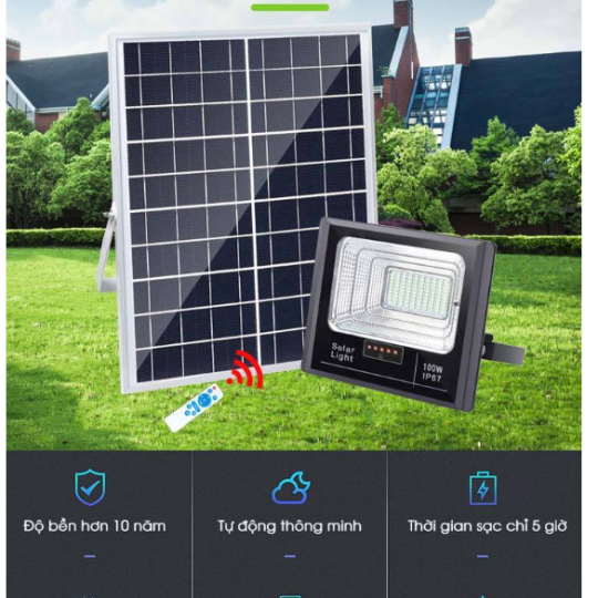 Đèn Pha Báo Pin 100W Ánh Sáng Trắng Sang Trọng LPV100